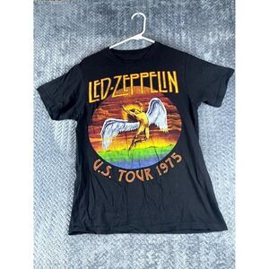 Philcos T Shirt Men Small Black Cotton Graphic Led Zeppelin US Tour 1975 Concert